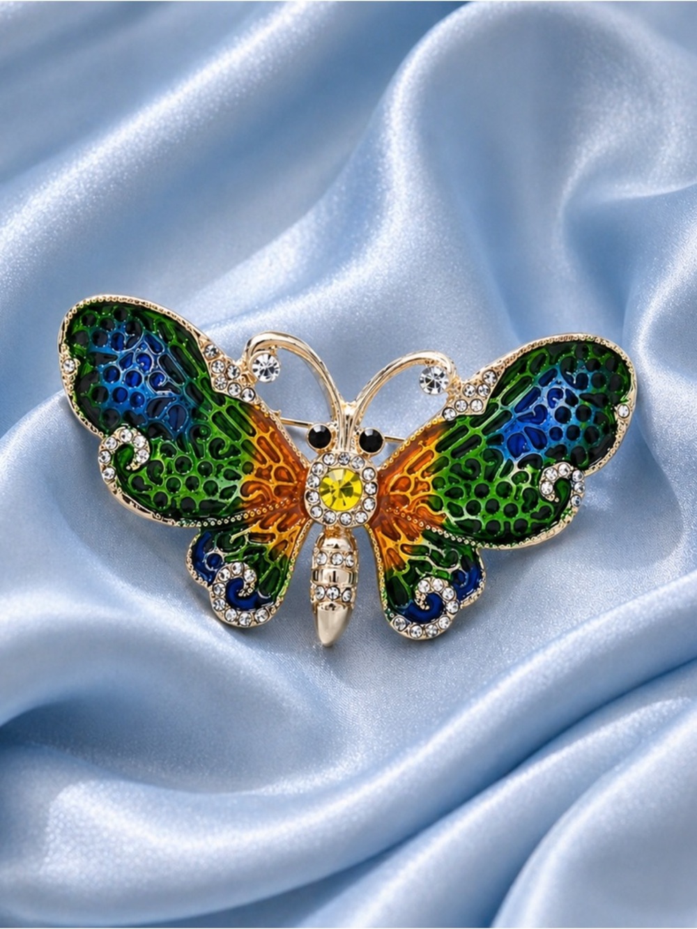 Stunning Butterfly Fantasy Colorful Crystal Brooch